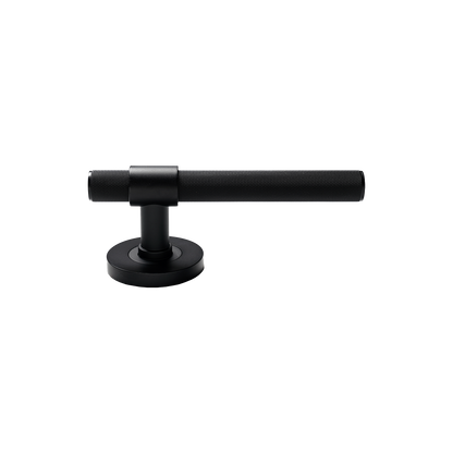 Momo Belgravia Solid Brass Knurled Lever Handle Set in Matt Black (1)