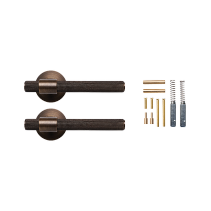 Momo Belgravia Solid Brass Knurled Lever Handle Set Bronze (2)