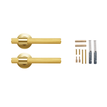 Momo Belgravia Solid Brass Knurled Lever Handle Set in Brushed Satin Brass (2)