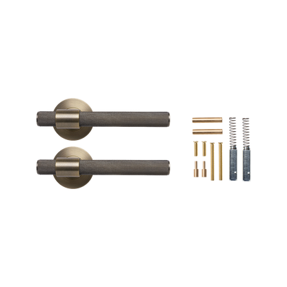 Momo Belgravia Solid Brass Knurled Lever Handle Set in Dark Brushed Brass (2)