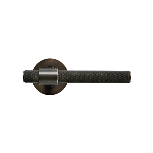 Momo Belgravia Solid Brass Knurled Lever Handle Set in Dark Bronze