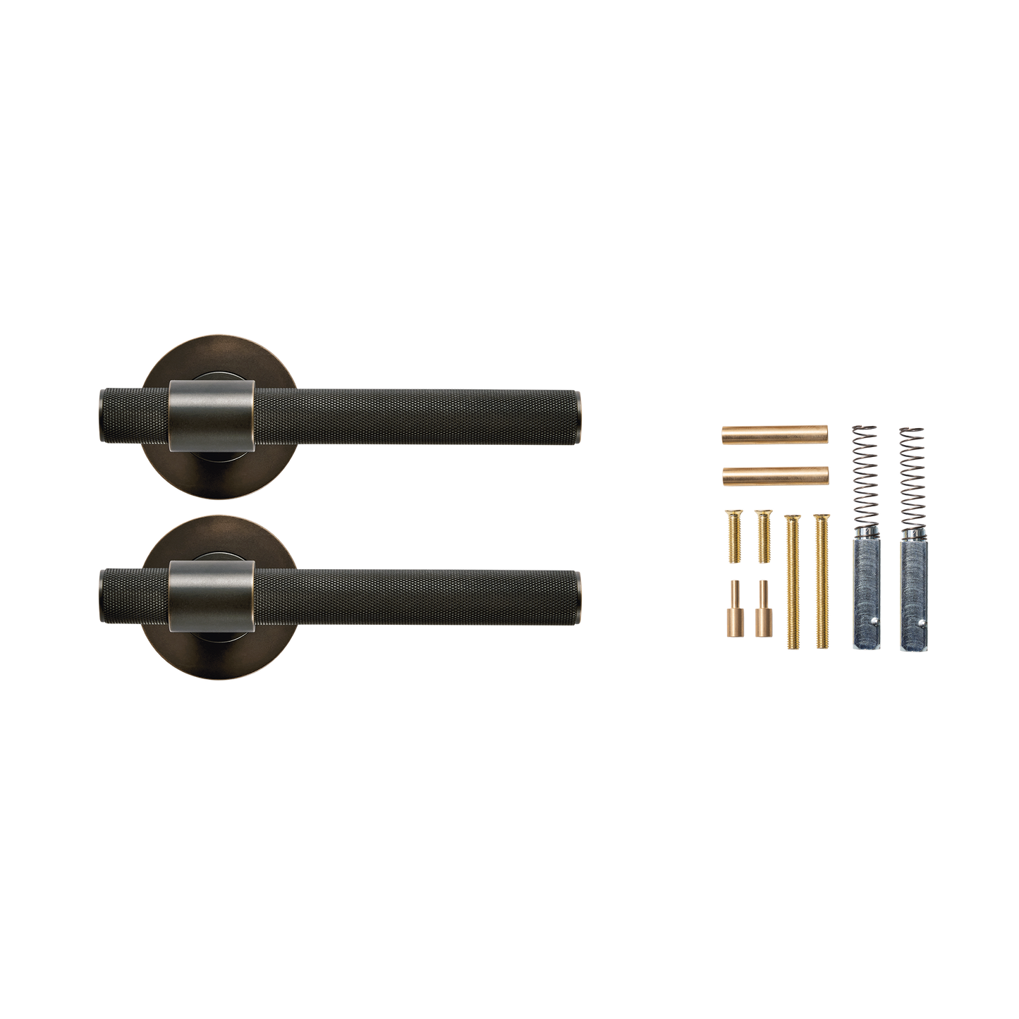 Momo Belgravia Solid Brass Knurled Lever Handle Set in Dark Bronze (2)