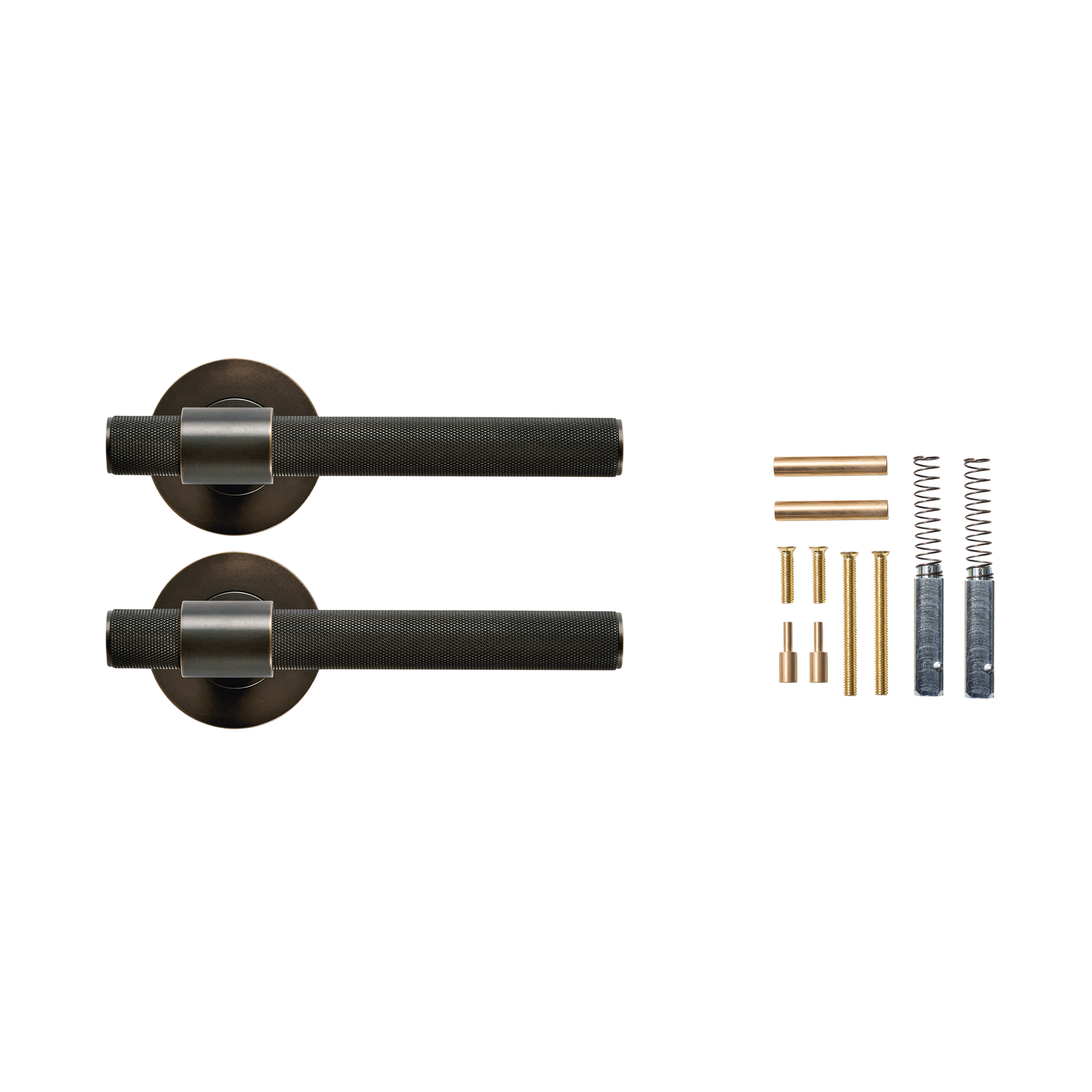 Momo Belgravia Solid Brass Knurled Lever Handle Set in Dark Bronze (2)