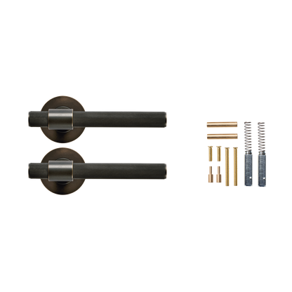 Momo Belgravia Solid Brass Knurled Lever Handle Set in Dark Bronze (2)