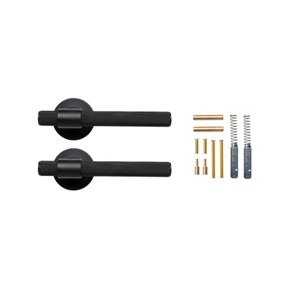 Momo Belgravia Solid Brass Knurled Lever Handle Set in Matt Black (2)