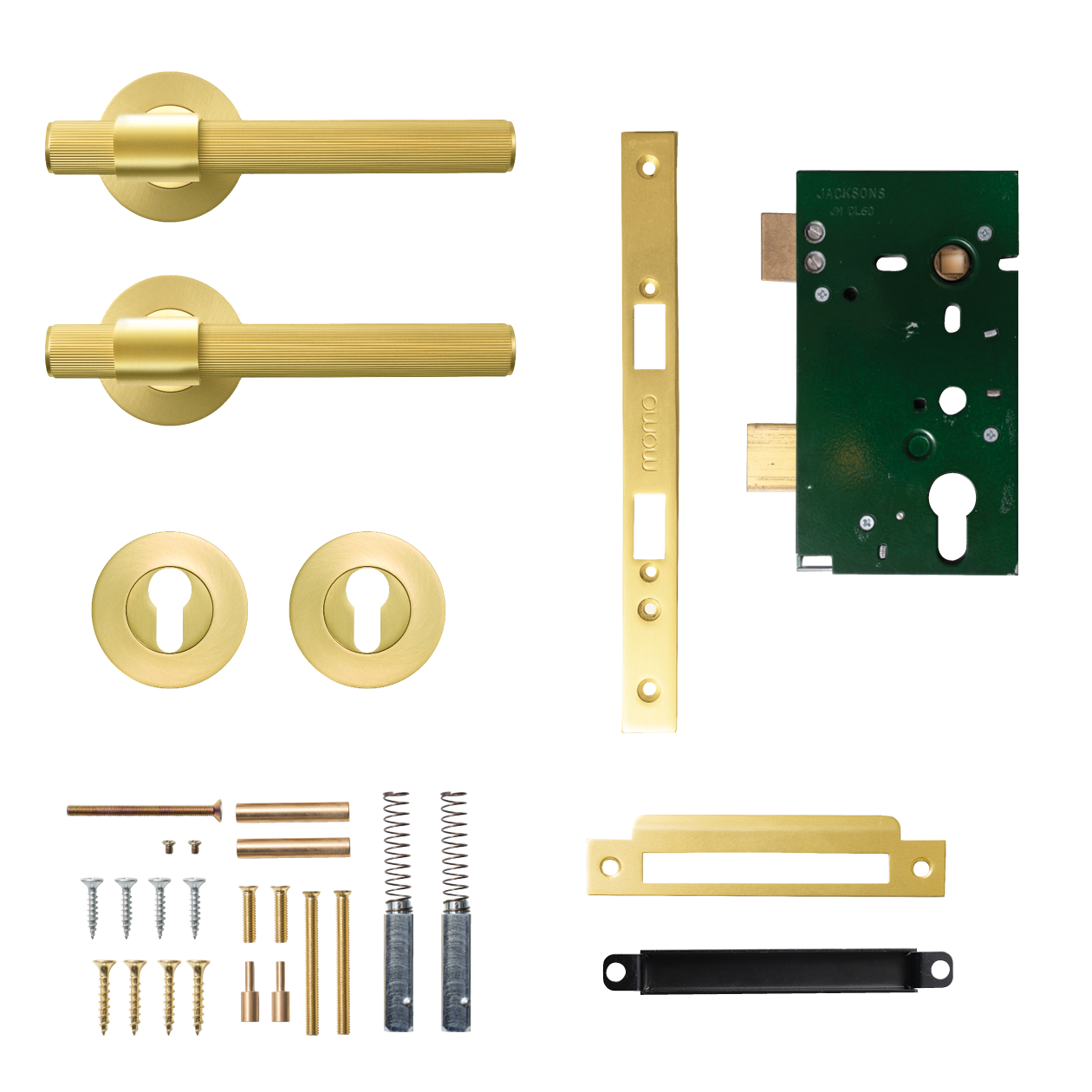Momo Belgravia Solid Brass Lined Lever Entrance Set In Brushed Satin Brass