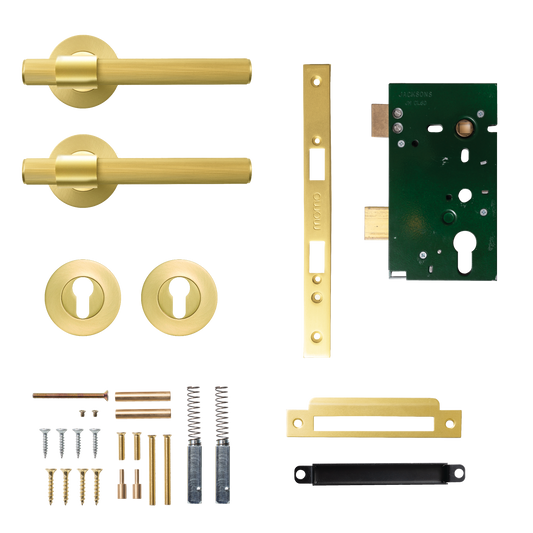 Momo Belgravia Solid Brass Lined Lever Entrance Set In Brushed Satin Brass