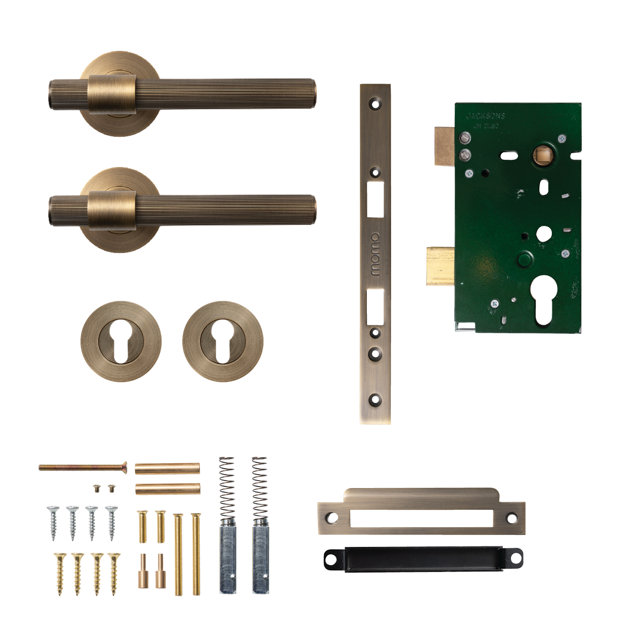 Momo Belgravia Solid Brass Lined Lever Entrance Set In Dark Brushed Brass