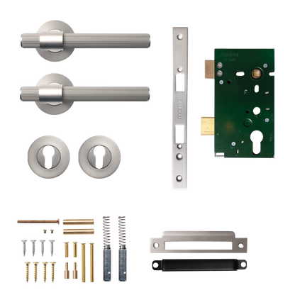 Momo Belgravia Solid Brass Lined Lever Entrance Set In Dull Brushed Nickel
