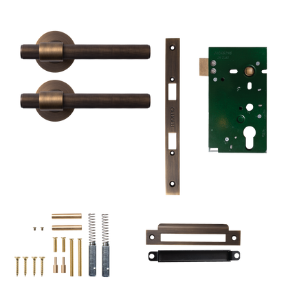 Momo Belgravia Solid Brass Lined Mortice Lock Passage Lever Set In Bronze