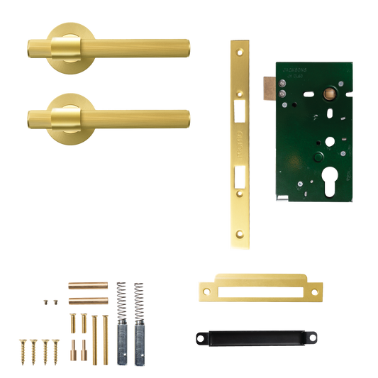 Momo Belgravia Solid Brass Lined Mortice Lock Passage Lever Set In Brushed Satin Brass