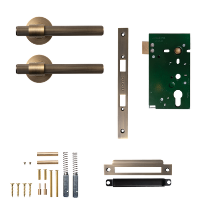 Momo Belgravia Solid Brass Lined Mortice Lock Passage Lever Set In Dark Brushed Brass