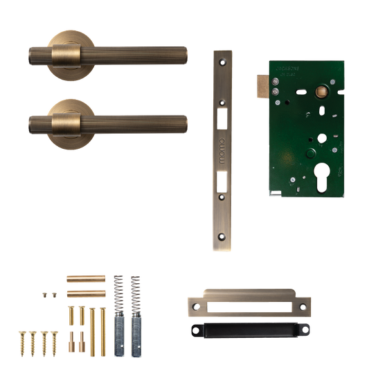 Momo Belgravia Solid Brass Lined Mortice Lock Passage Lever Set In Dark Brushed Brass