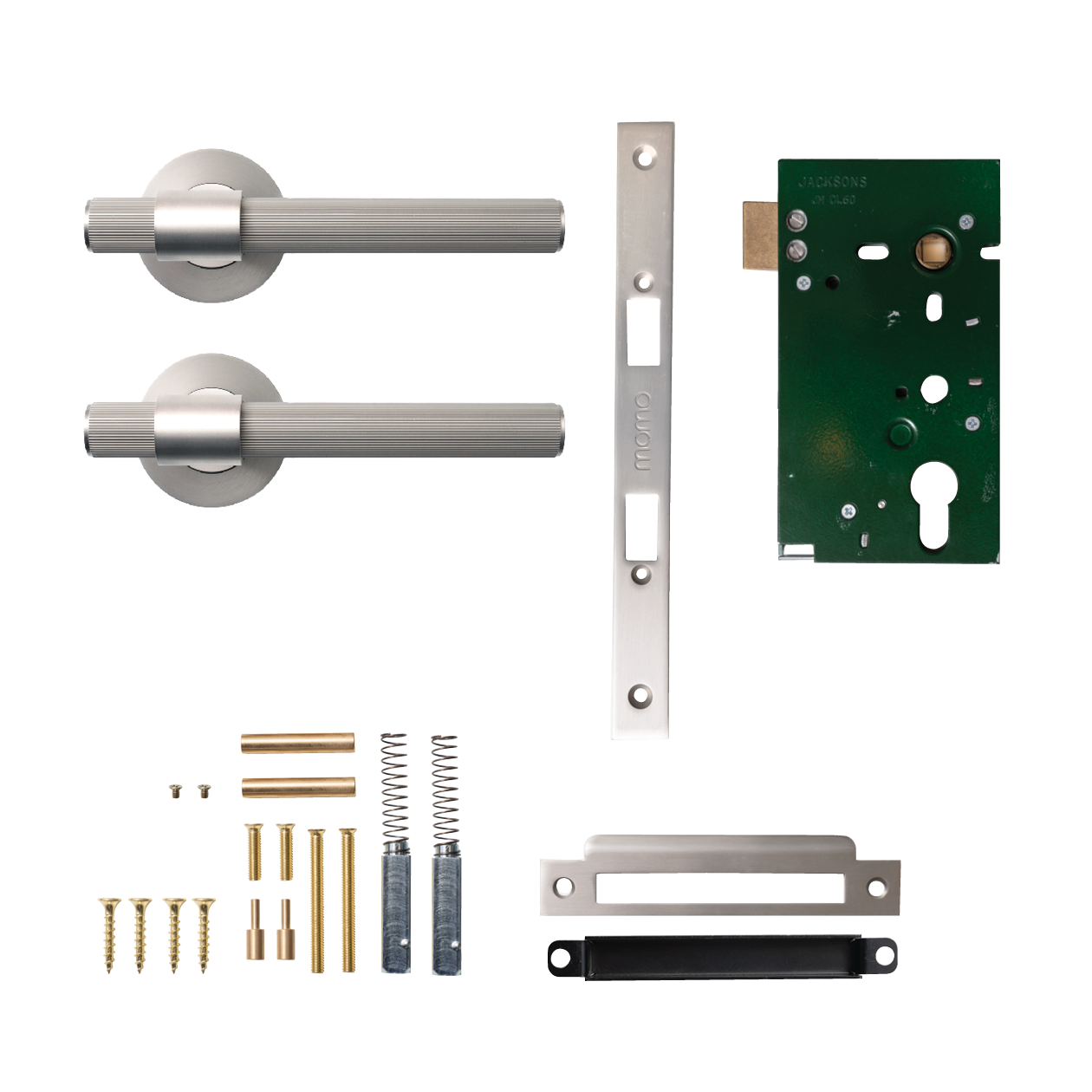 Momo Belgravia Solid Brass Lined Mortice Lock Passage Lever Set In Dull Brushed Nickel