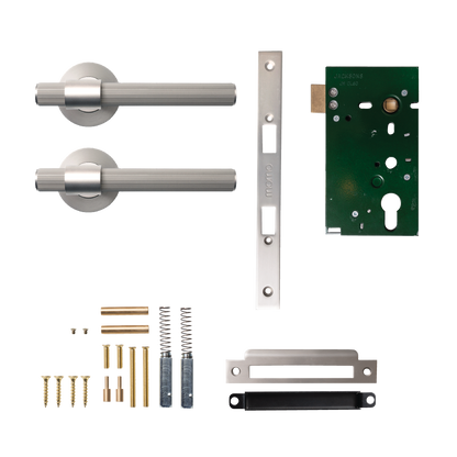 Momo Belgravia Solid Brass Lined Mortice Lock Passage Lever Set In Dull Brushed Nickel