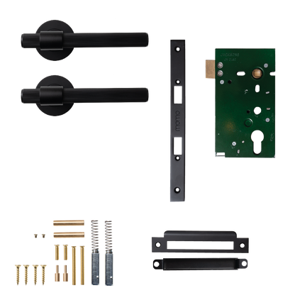 Momo Belgravia Solid Brass Lined Mortice Lock Passage Lever Set In Matt Black