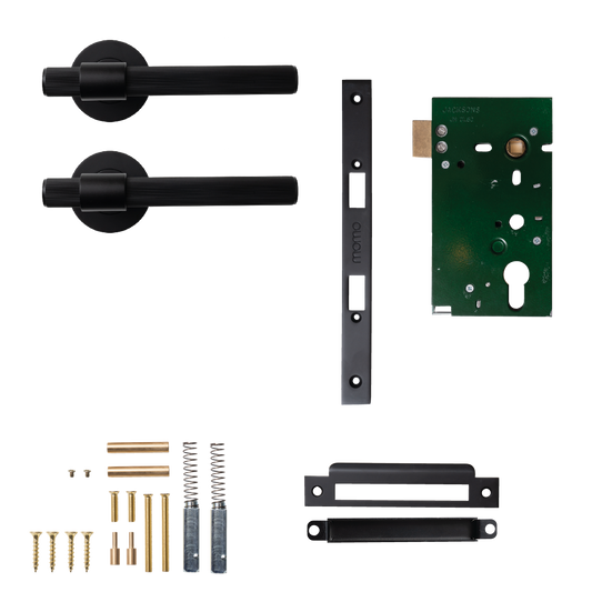 Momo Belgravia Solid Brass Lined Mortice Lock Passage Lever Set In Matt Black