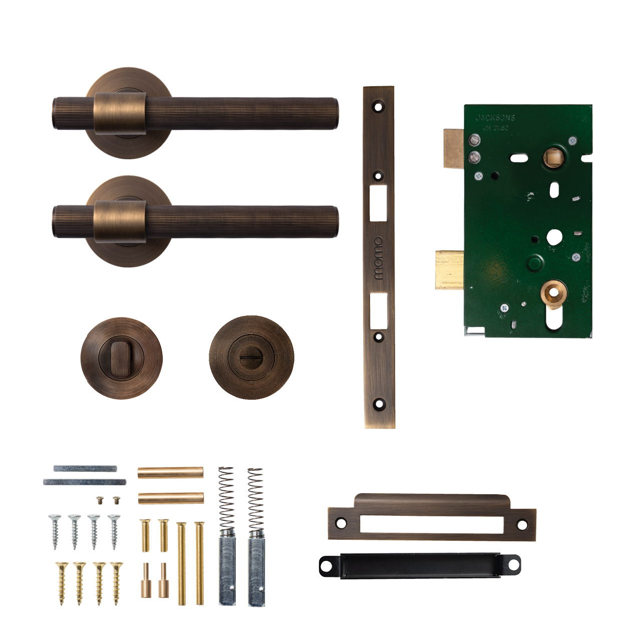 Momo Belgravia Solid Brass Lined Mortice Lock Privacy Lever Set In Bronze