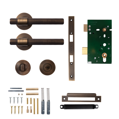 Momo Belgravia Solid Brass Lined Mortice Lock Privacy Lever Set In Bronze