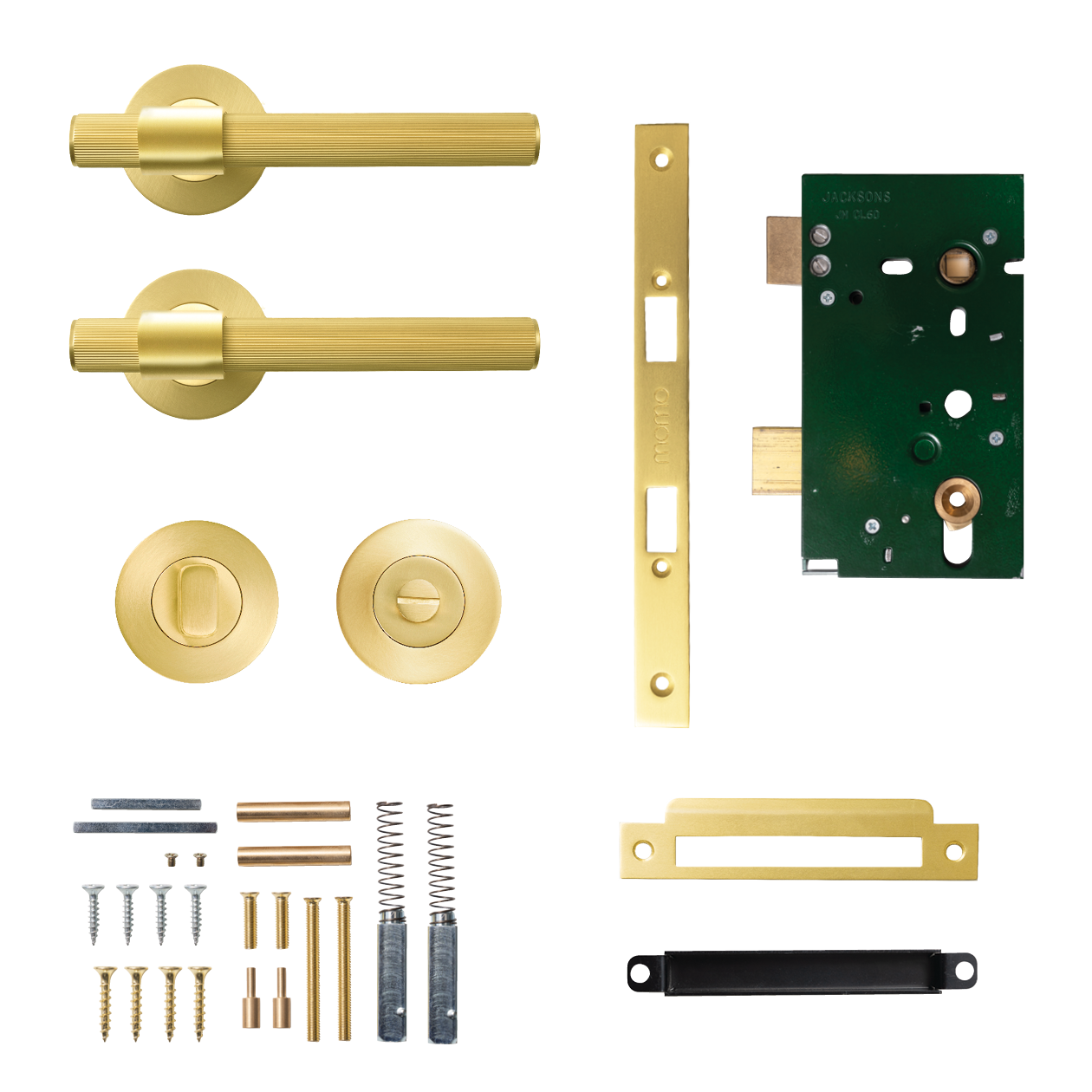 Momo Belgravia Solid Brass Lined Mortice Lock Privacy Lever Set In Brushed Satin Brass