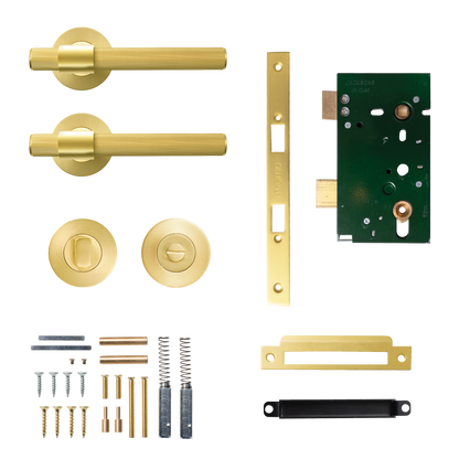 Momo Belgravia Solid Brass Lined Mortice Lock Privacy Lever Set In Brushed Satin Brass