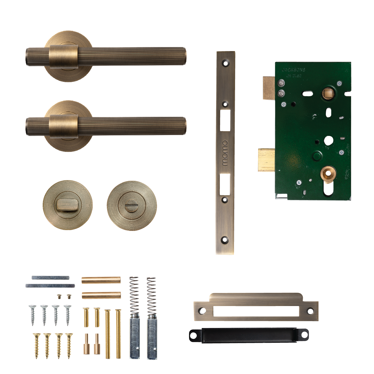 Momo Belgravia Solid Brass Lined Mortice Lock Privacy Lever Set In Dark Brushed Brass