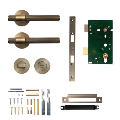 Momo Belgravia Solid Brass Lined Mortice Lock Privacy Lever Set In Dark Brushed Brass