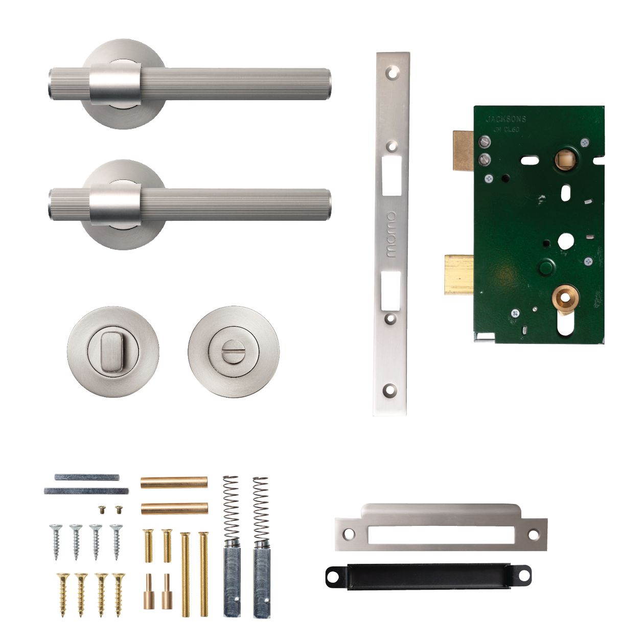 Momo Belgravia Solid Brass Lined Mortice Lock Privacy Lever Set In Dull Brushed Nickel