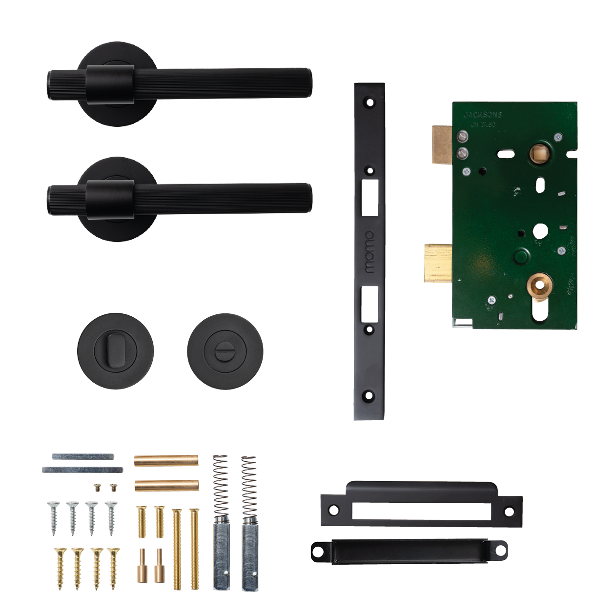 Momo Belgravia Solid Brass Lined Mortice Lock Privacy Lever Set In Matt Black