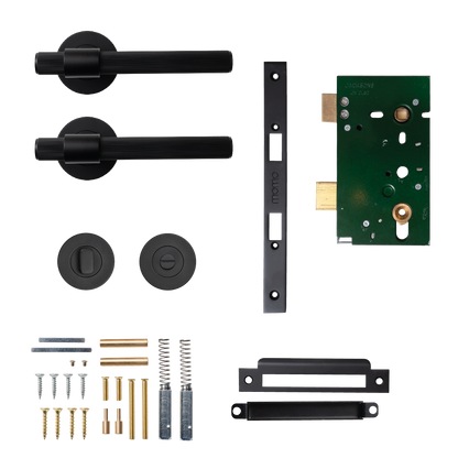 Momo Belgravia Solid Brass Lined Mortice Lock Privacy Lever Set In Matt Black