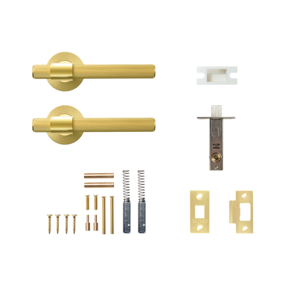 Momo Belgravia Solid Brass Lined Tubular Latch Passage Lever Set In Brushed Satin Brass