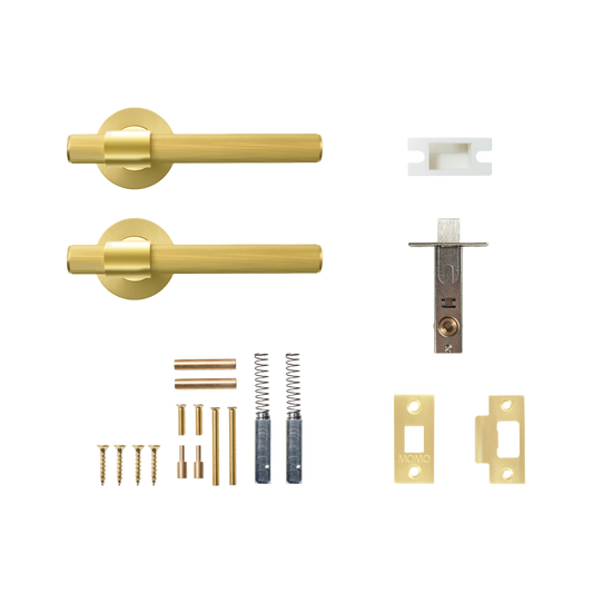 Momo Belgravia Solid Brass Lined Tubular Latch Passage Lever Set In Brushed Satin Brass