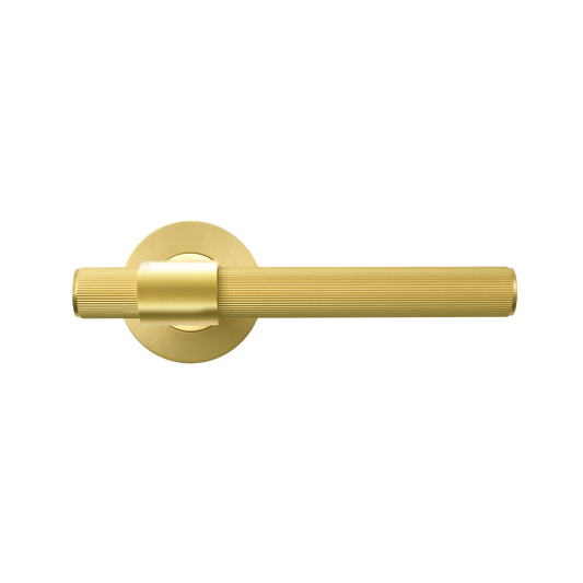 Momo Belgravia Solid Brass Lined Lever Handle Set In Brushed Satin Brass