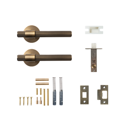 Momo Belgravia Solid Brass Lined Tubular Latch Passage Lever Set In Dark Brushed Brass