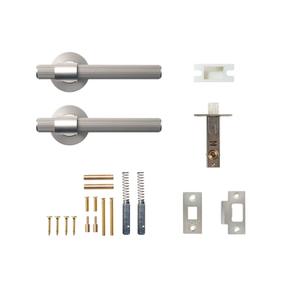 Momo Belgravia Solid Brass Lined Tubular Latch Passage Lever Set In Dull Brushed Nickel