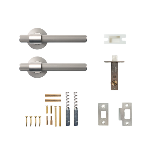 Momo Belgravia Solid Brass Lined Tubular Latch Passage Lever Set In Dull Brushed Nickel
