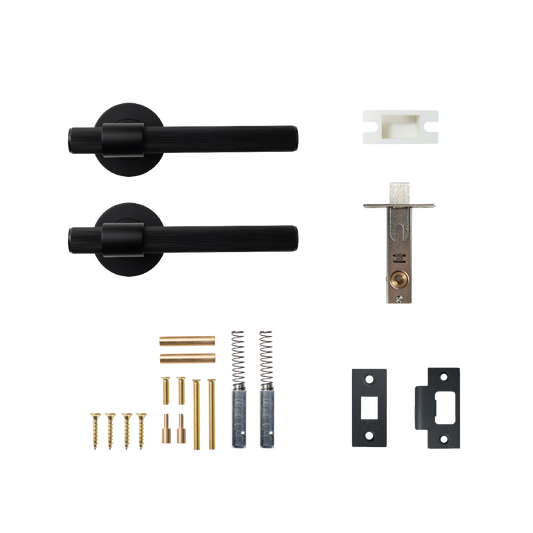 Momo Belgravia Solid Brass Lined Tubular Latch Passage Lever Set In Matt Black