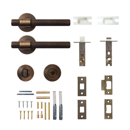 Momo Belgravia Solid Brass Lined Tubular Latch Privacy Lever Set In Bronze