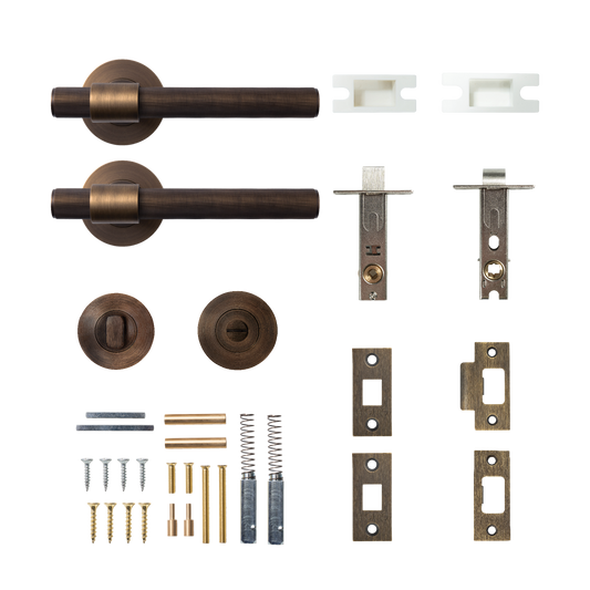 Momo Belgravia Solid Brass Lined Tubular Latch Privacy Lever Set In Bronze