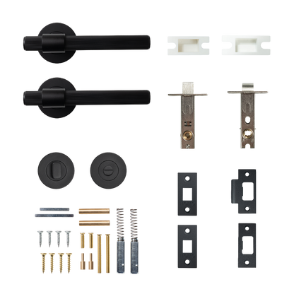 Momo Belgravia Solid Brass Lined Tubular Latch Privacy Lever Set In Matt Black