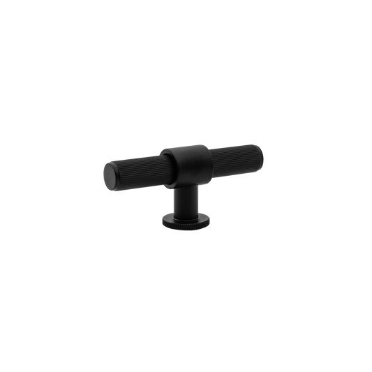 Momo Belgravia Lined T Knob Solid Brass 82mm in Matt Black