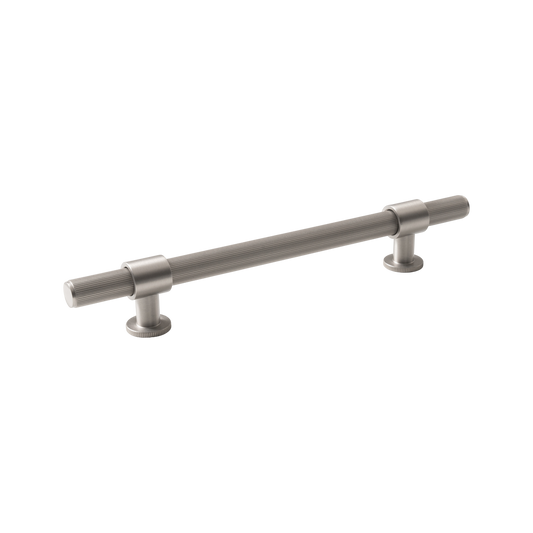 Momo Belgravia Lined Bar Pull Solid Brass 160mm in Dull Brushed Nickel