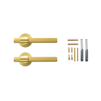 Momo Belgravia Solid Brass Lined Lever Handle Set In Brushed Satin Brass (2)