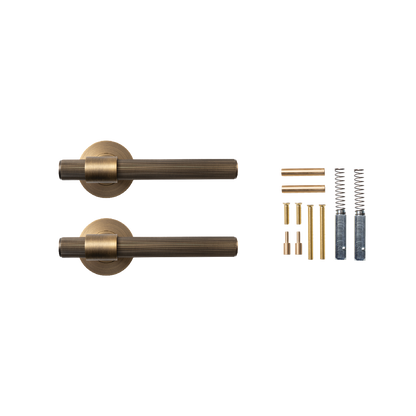 Momo Belgravia Solid Brass Lined Lever Handle Set In Dark Brushed Brass (2)