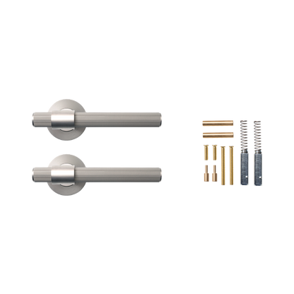 Momo Belgravia Solid Brass Lined Lever Handle Set In Dull Brushed Nickel (2)