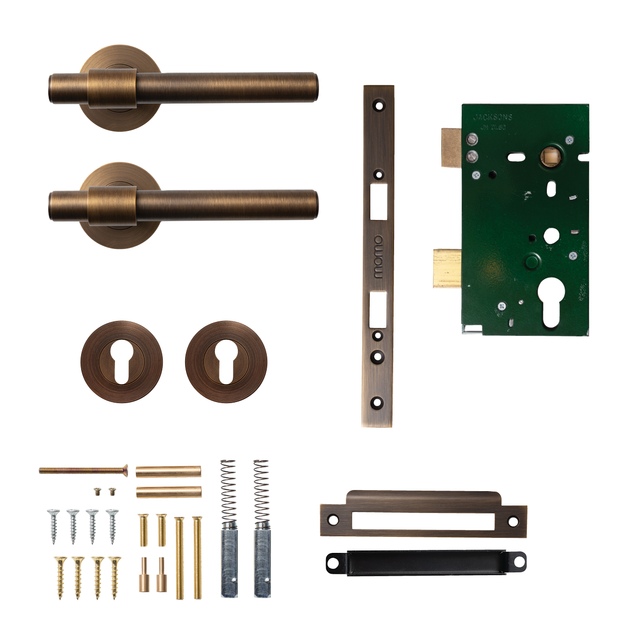 Momo Belgravia Plain Solid Brass Lever Entrance Set In Bronze