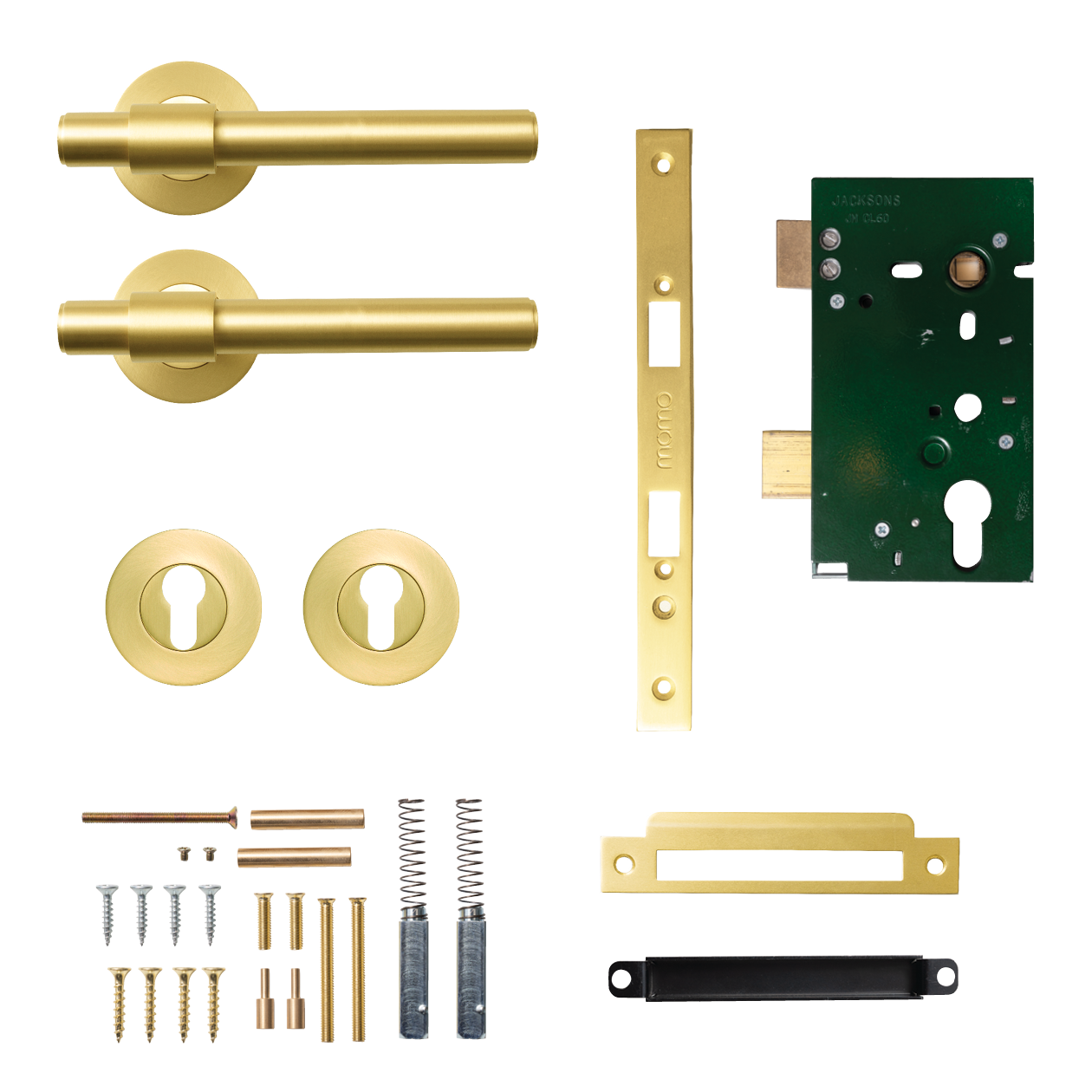 Momo Belgravia Plain Solid Brass Lever Entrance Set In Brushed Satin Brass
