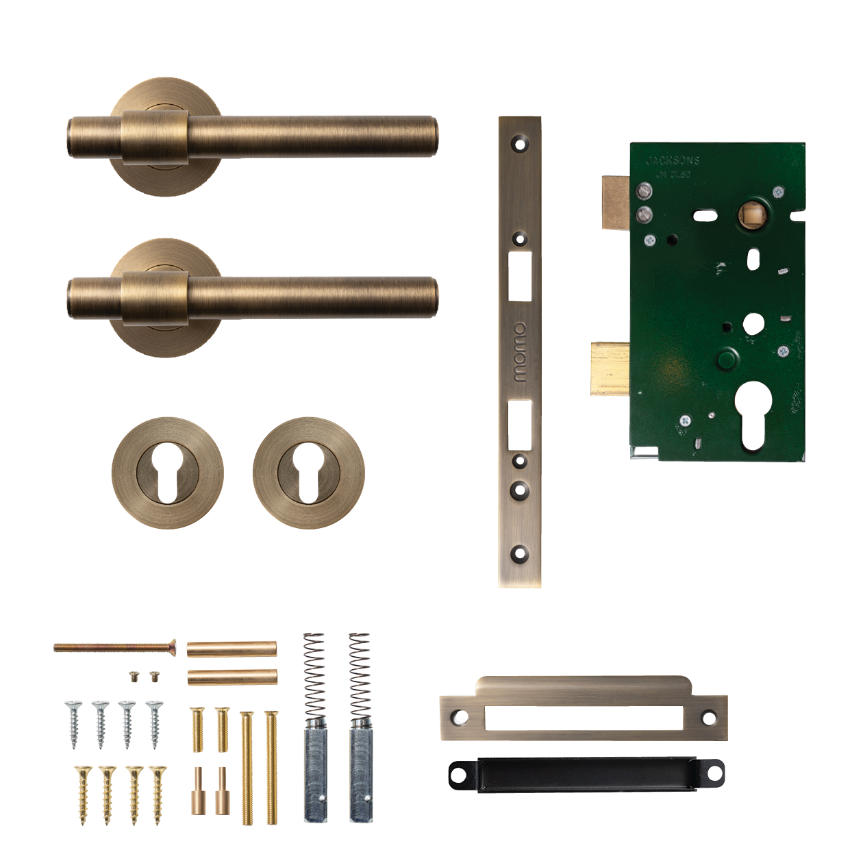 Momo Belgravia Plain Solid Brass Lever Entrance Set In Dark Brushed Brass