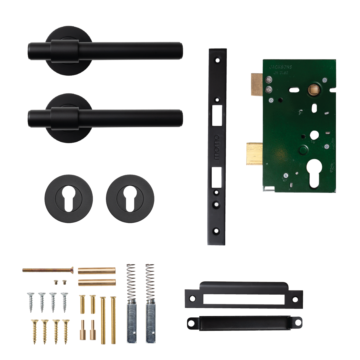 Momo Belgravia Plain Solid Brass Lever Entrance Set In Matt Black