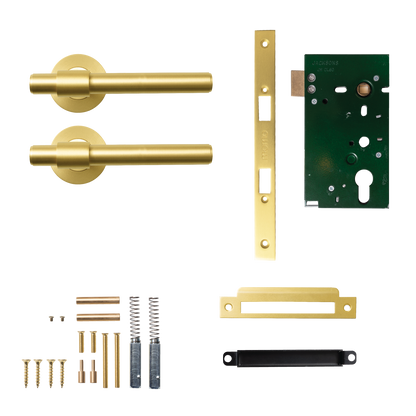 Momo Belgravia Plain Solid Brass Mortice Lock Passage Lever Set In Brushed Satin Brass